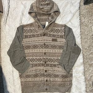 PRPS Men's Gray and Brown Hooded Sweater